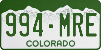 CO license plate 994MRE