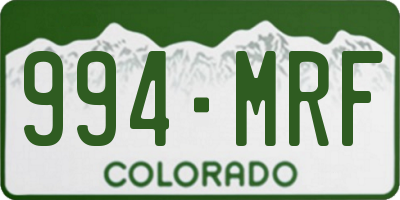 CO license plate 994MRF