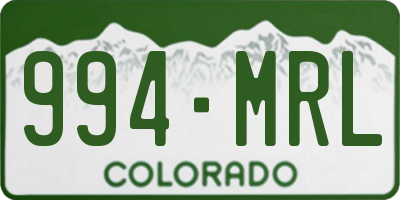 CO license plate 994MRL