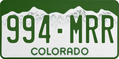 CO license plate 994MRR