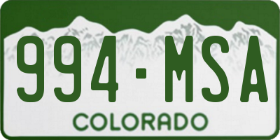 CO license plate 994MSA