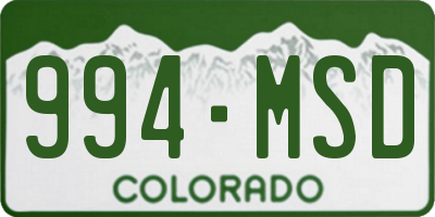CO license plate 994MSD