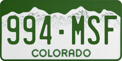 CO license plate 994MSF