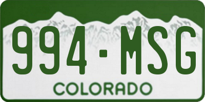 CO license plate 994MSG