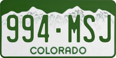 CO license plate 994MSJ