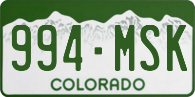 CO license plate 994MSK