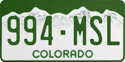 CO license plate 994MSL