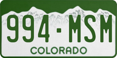 CO license plate 994MSM