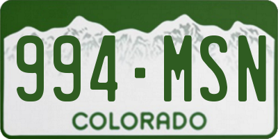CO license plate 994MSN