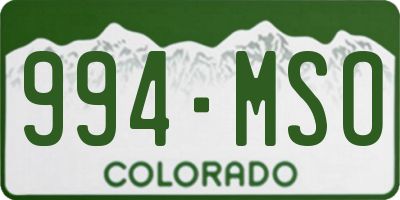 CO license plate 994MSO
