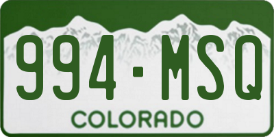 CO license plate 994MSQ