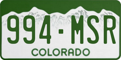 CO license plate 994MSR