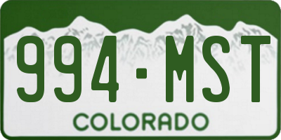 CO license plate 994MST