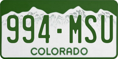 CO license plate 994MSU