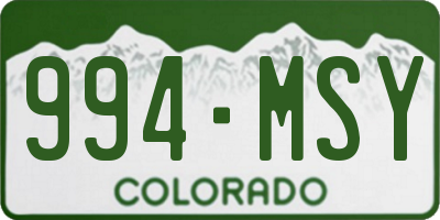 CO license plate 994MSY