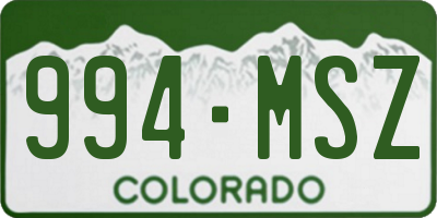 CO license plate 994MSZ