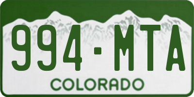 CO license plate 994MTA