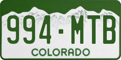 CO license plate 994MTB