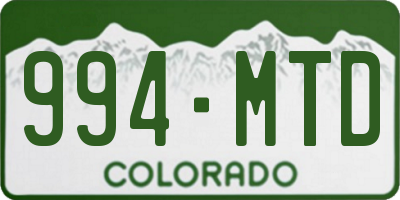 CO license plate 994MTD