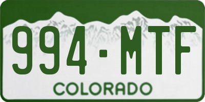 CO license plate 994MTF