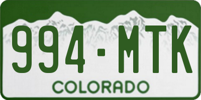 CO license plate 994MTK