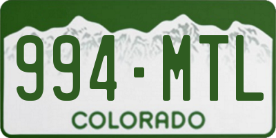 CO license plate 994MTL