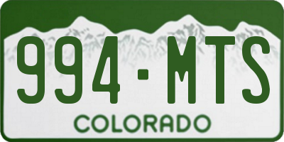 CO license plate 994MTS