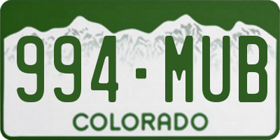 CO license plate 994MUB