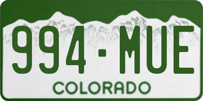 CO license plate 994MUE