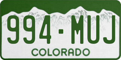 CO license plate 994MUJ