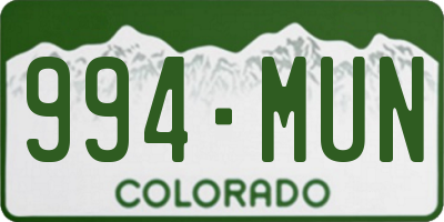CO license plate 994MUN
