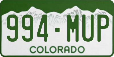 CO license plate 994MUP
