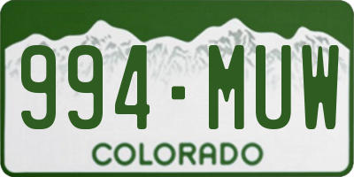 CO license plate 994MUW