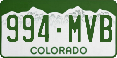 CO license plate 994MVB