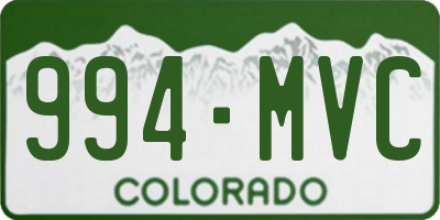 CO license plate 994MVC