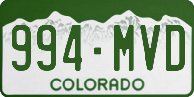 CO license plate 994MVD