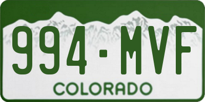 CO license plate 994MVF