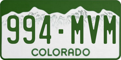 CO license plate 994MVM