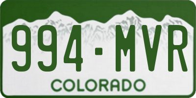 CO license plate 994MVR