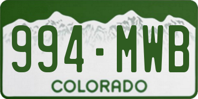 CO license plate 994MWB