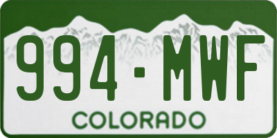 CO license plate 994MWF