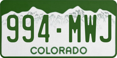 CO license plate 994MWJ
