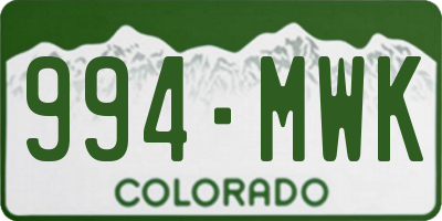 CO license plate 994MWK