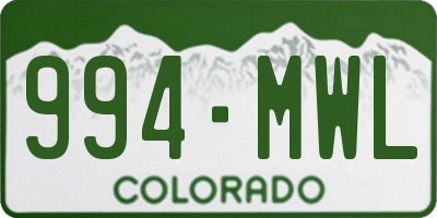 CO license plate 994MWL