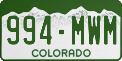 CO license plate 994MWM