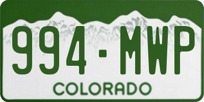 CO license plate 994MWP