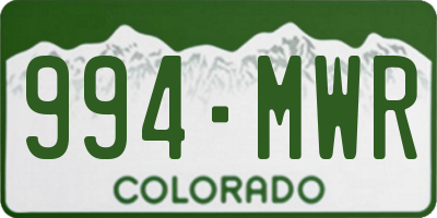 CO license plate 994MWR