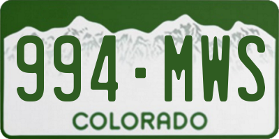 CO license plate 994MWS