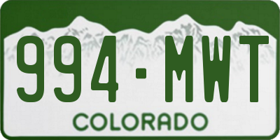 CO license plate 994MWT