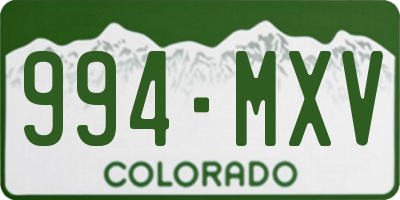 CO license plate 994MXV